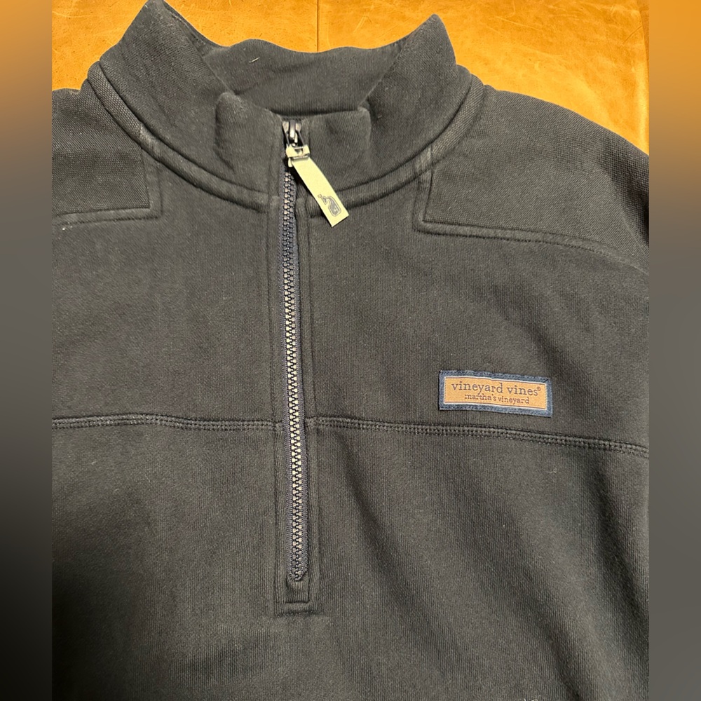 Vineyard Vines Navy half-zip Sweatshirt with Logo Patch